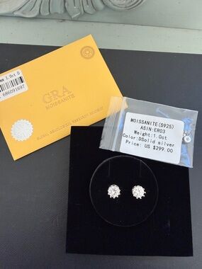 Moissanite Stud Earrings in Solid Silver - White